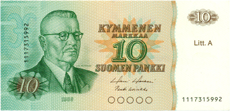 10 Markkaa 1980 Litt.A 1117315992
